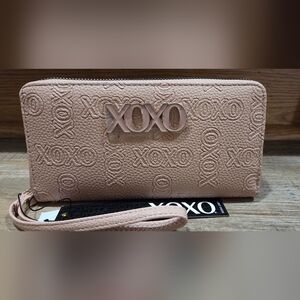 XOXO Embossed Blush Zip Around Wallet
